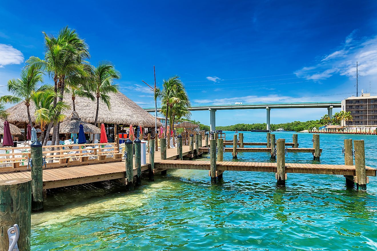 Beach and pier in Key Largo, Florida.