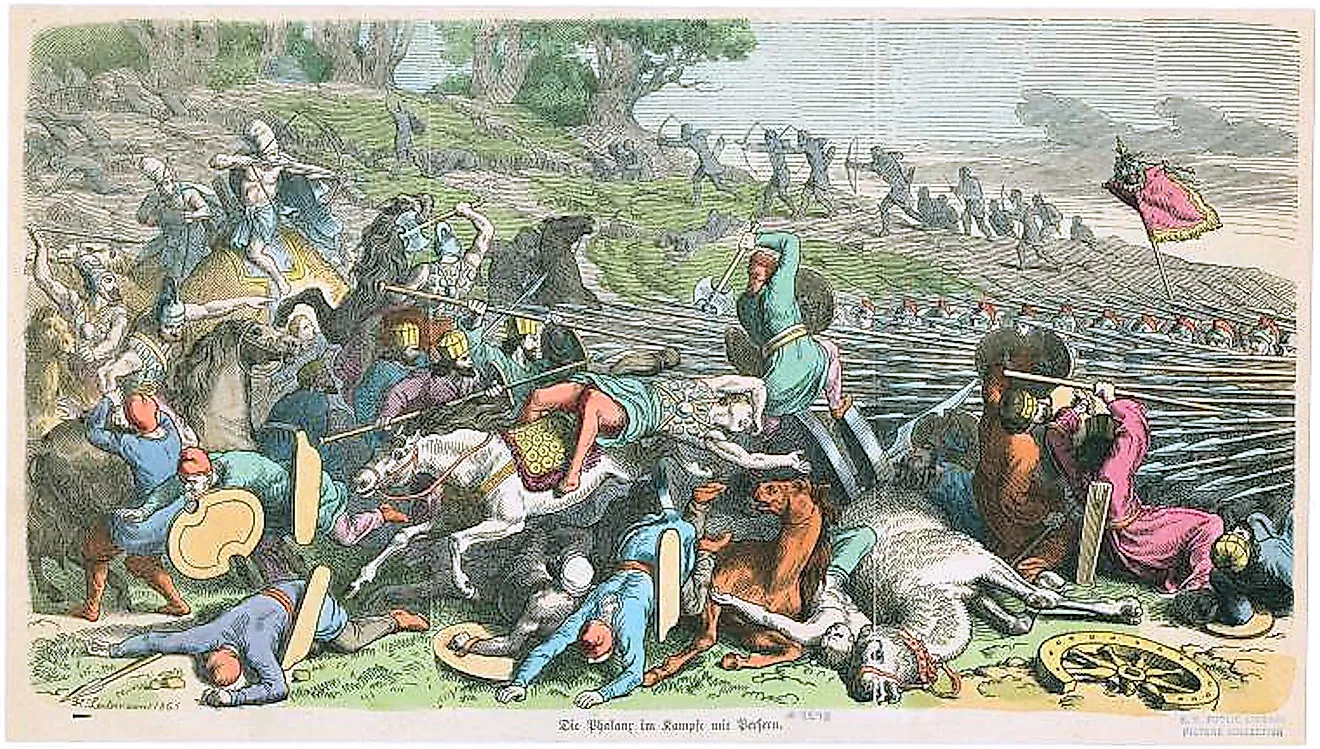 Greek phalanx against Achaemenid troops. Image credit: Wikimedia Commons (Public domain).