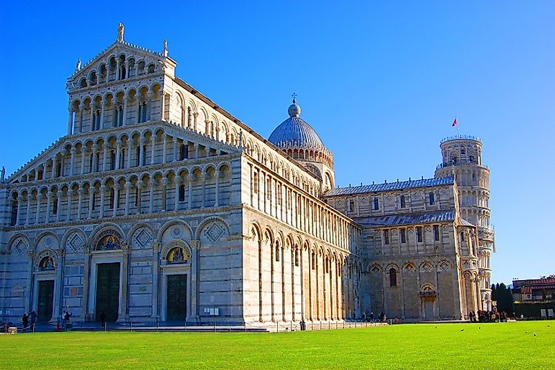 Italy's old Catholic churches, such as the Pisa Cathedral neighboring the famous Leaning Tower of Pisa, are some of its most famous sites.