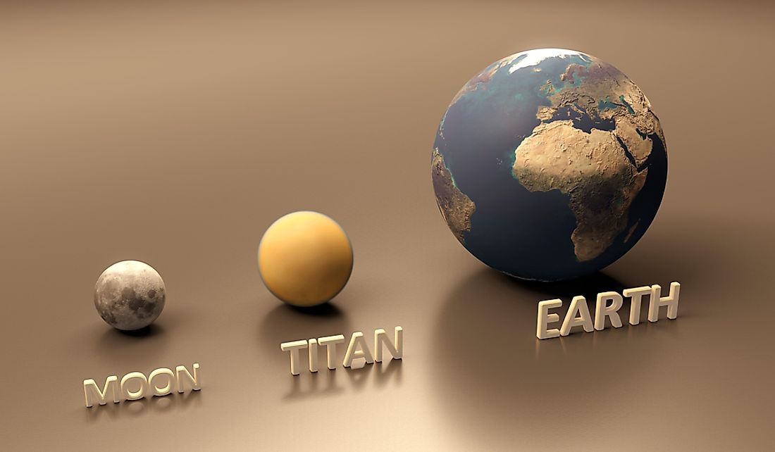 Comparison of the Moon, Titan, and the Earth.