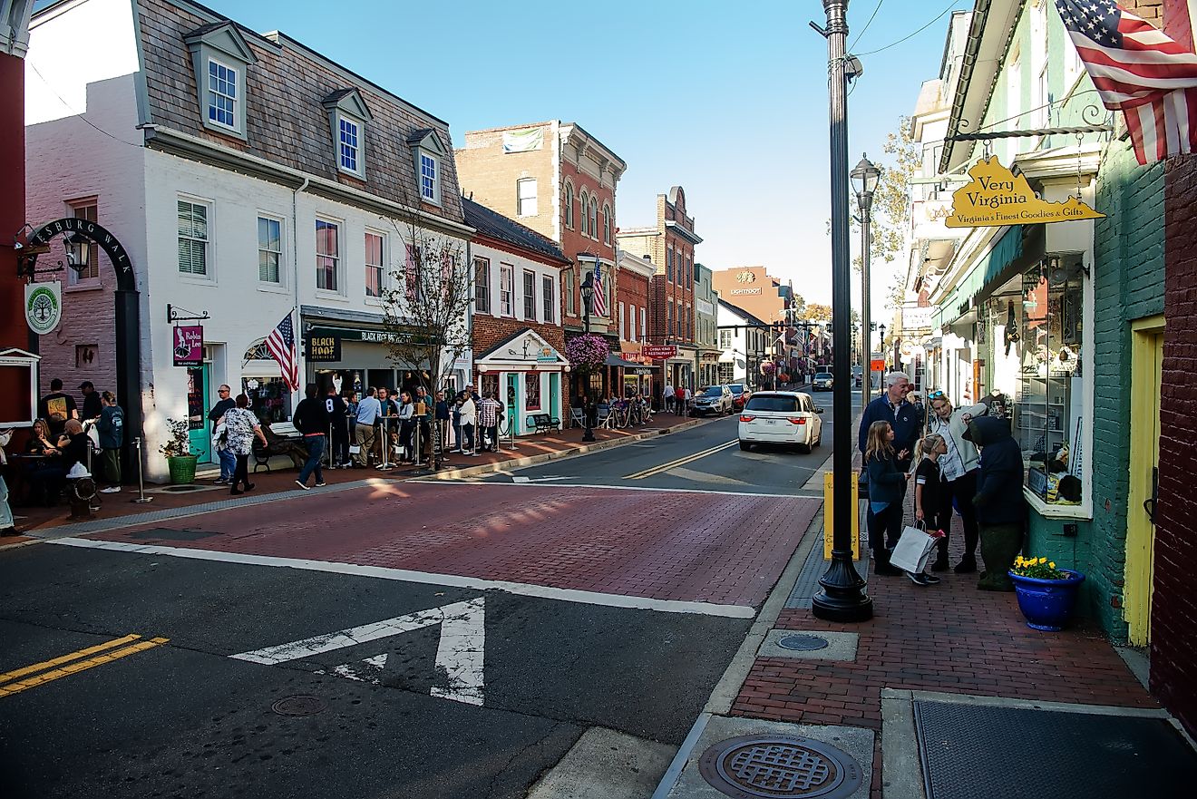 The beautiful Main Street of Leesburg. Virginia.