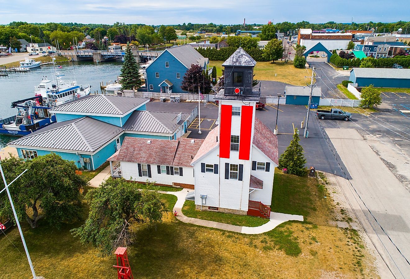 Cheboygan, Michigan, Front Range Light lighthouse tower. Image credit Dennis MacDonald via Shutterstock.com