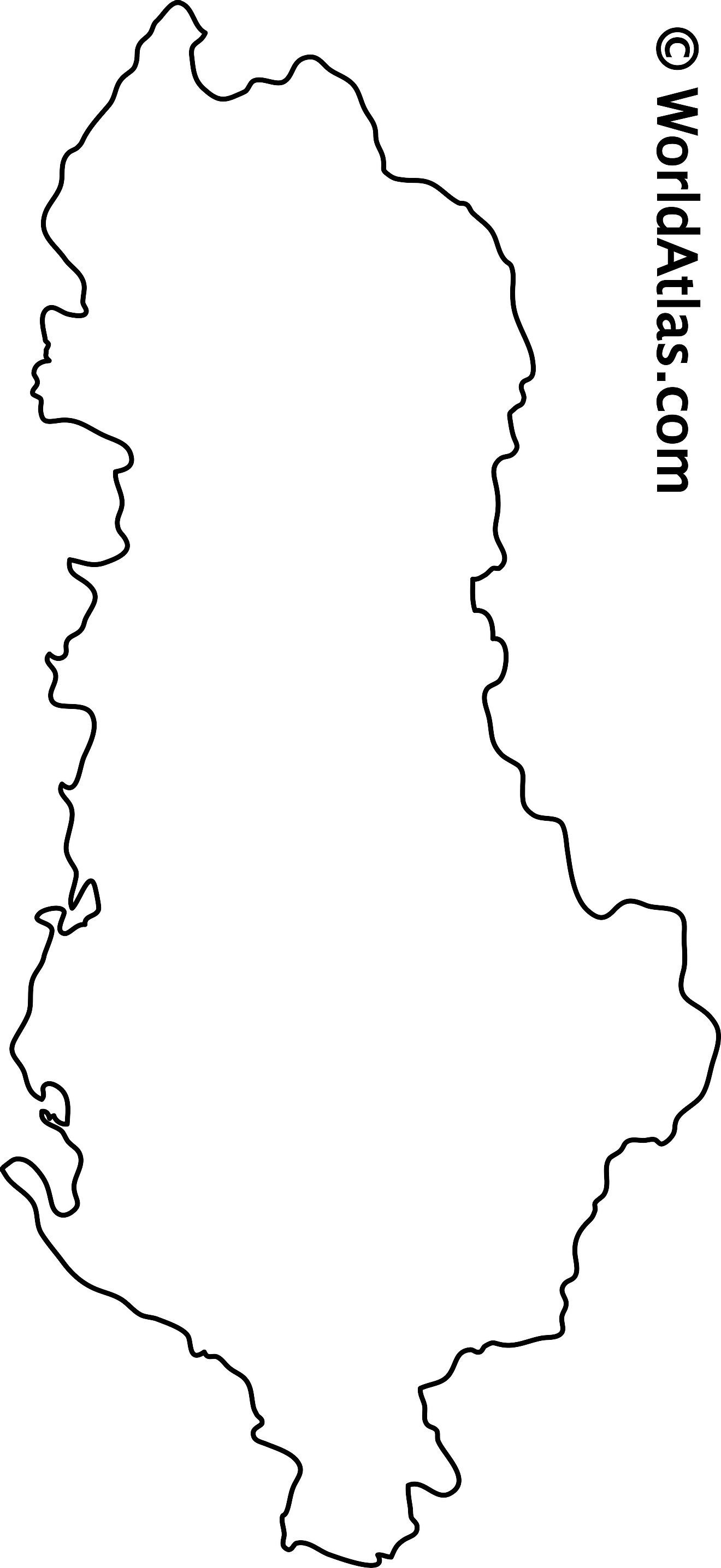 Blank outline map of Albania