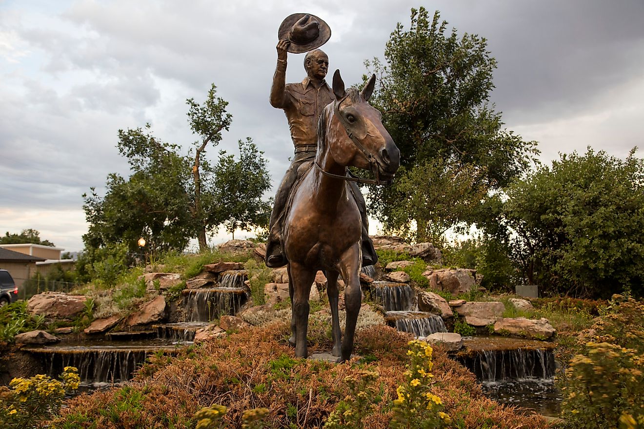 State Rep. James C. Hageman statue at the Wyoming State Fair grounds near Glenrock.