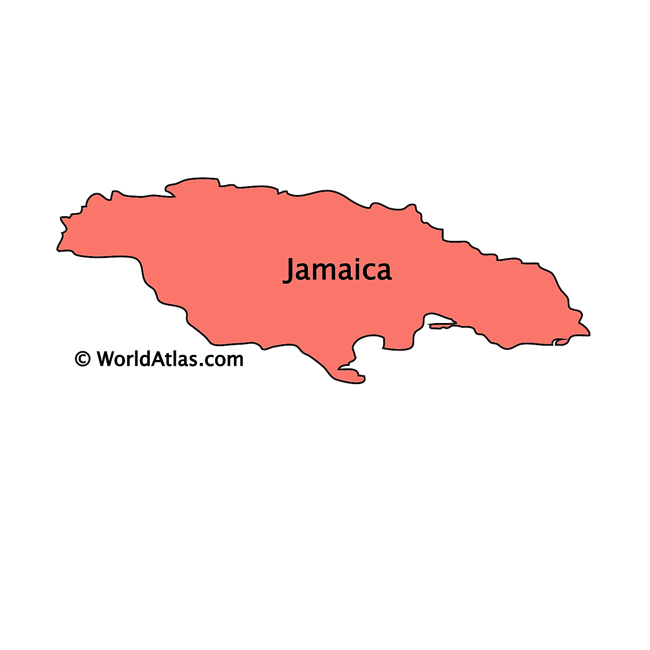 Outline Map of Jamaica