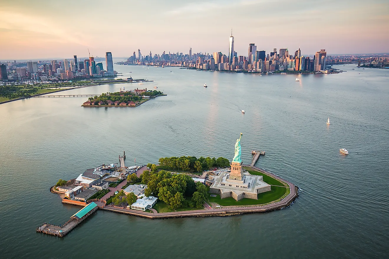 Aerial view of Liberty Island.