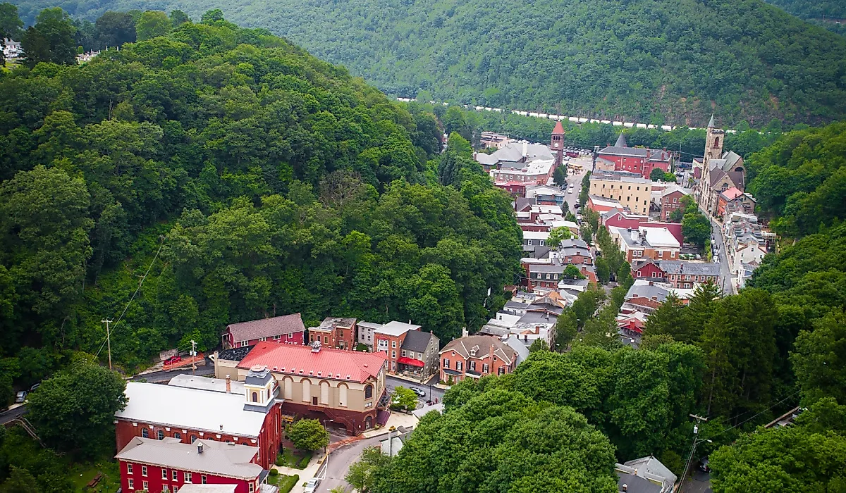 Aerial view of Jim Thorpe, Pennsylvania.