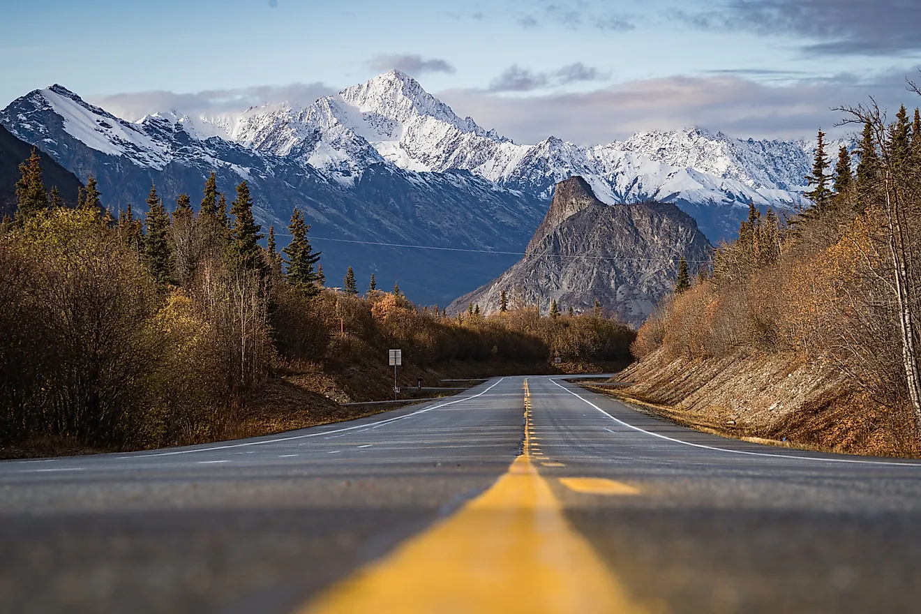View of Lion's Head mountain from the Glenn Highway in Alaska during the Fall. (Credit: Pereze75 via Shutterstock)