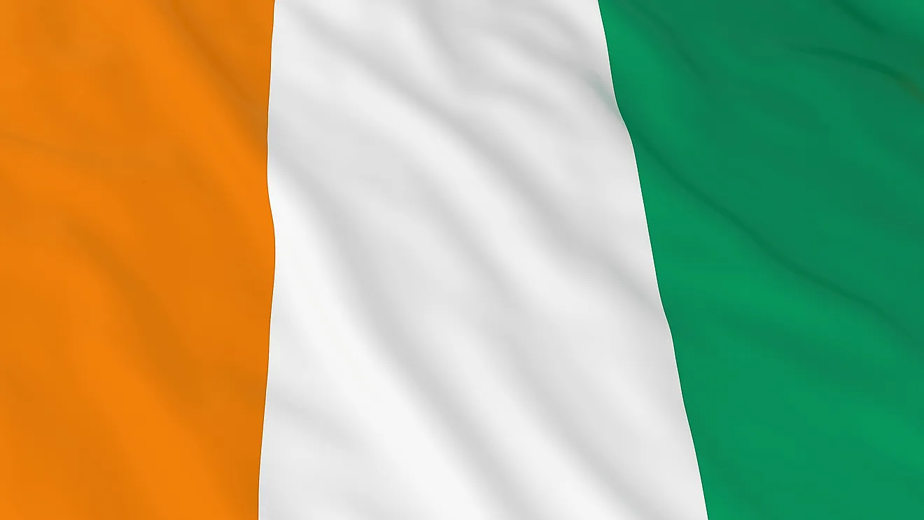 The flag of the Ivory Coast. 