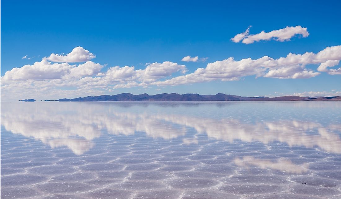 Reflection of the sky in Salar de Uyuni, the world's largest mirror.