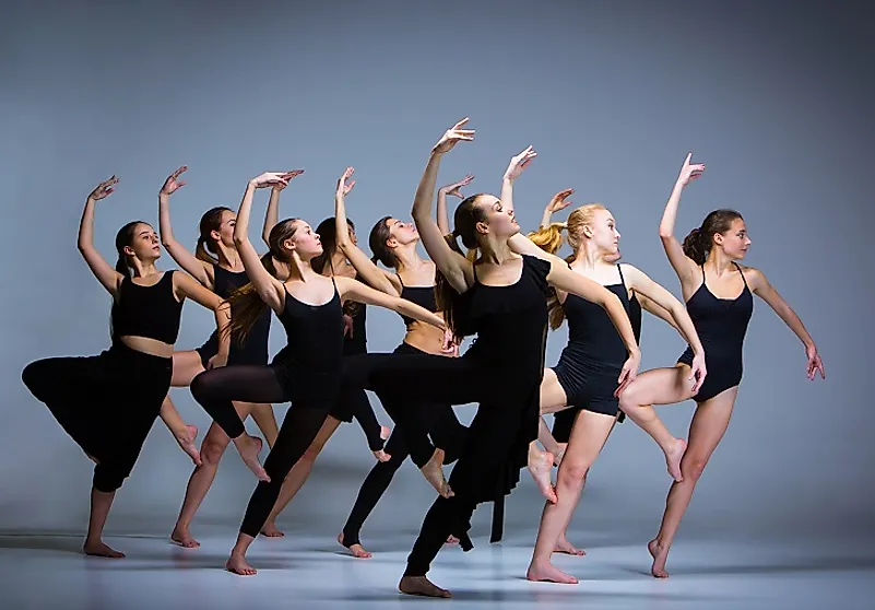 Dancers performing modern ballet.