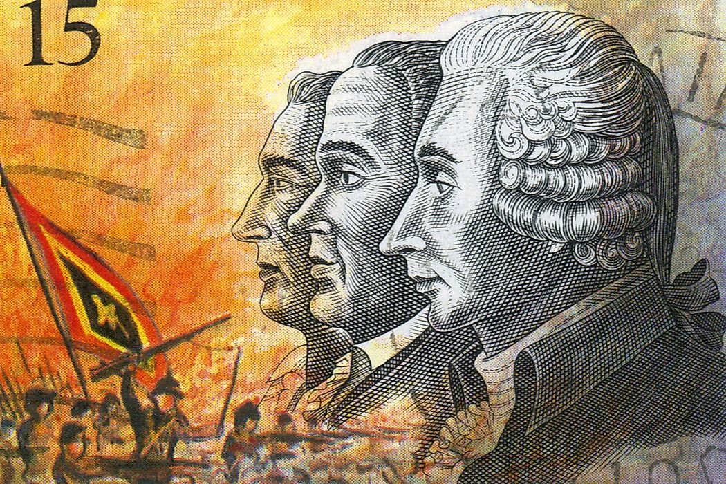 Hendrik Van der Noot, Jan-Frans Vonck, and Jean-André van der Mersch, the leaders of the Brabant Revolution. Editorial credit: irisphoto1 / Shutterstock.com