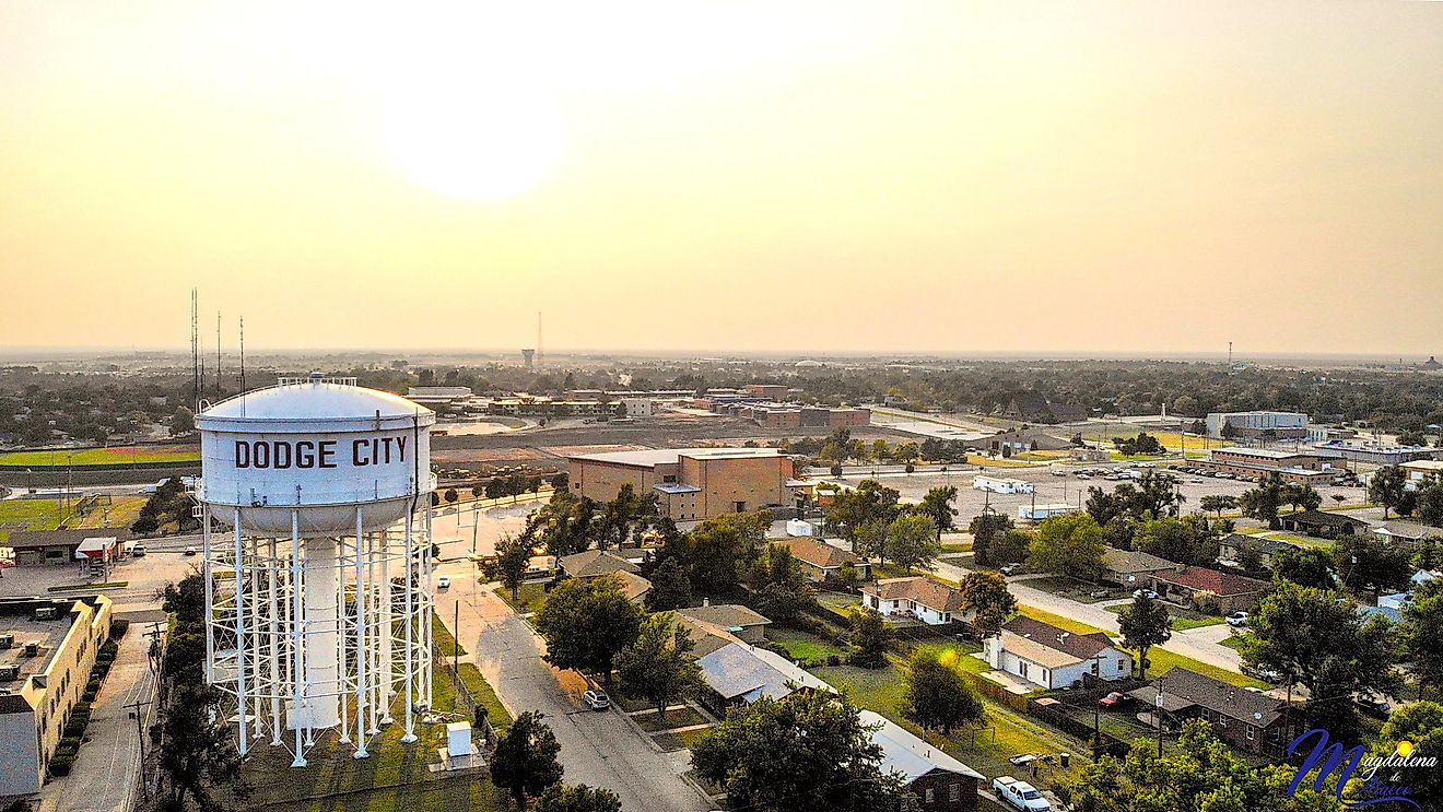 Aerial view of Dodge City, Kansas.