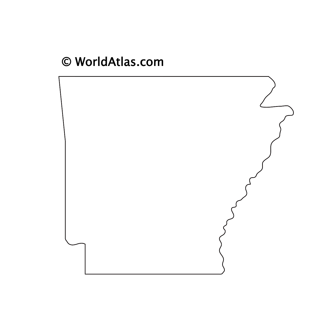 Mapa de contorno en blanco de Arkansas