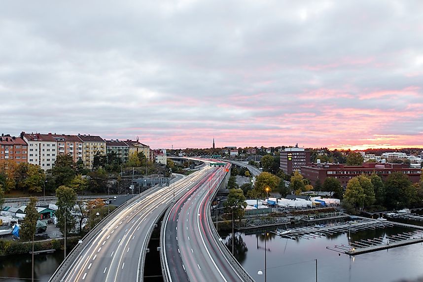 A highway in Fredhall, Stockholm, Sweden.
