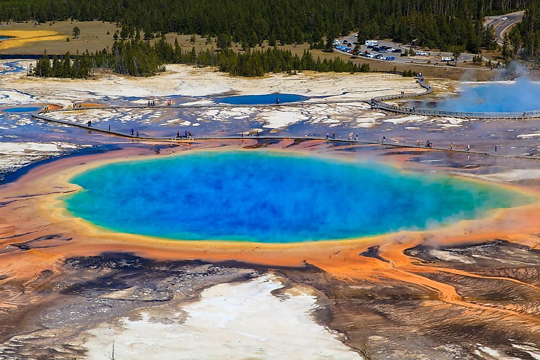 Grand Prismatic Spring in Yellowstone National Park, within the Yellowstone Hotspot.