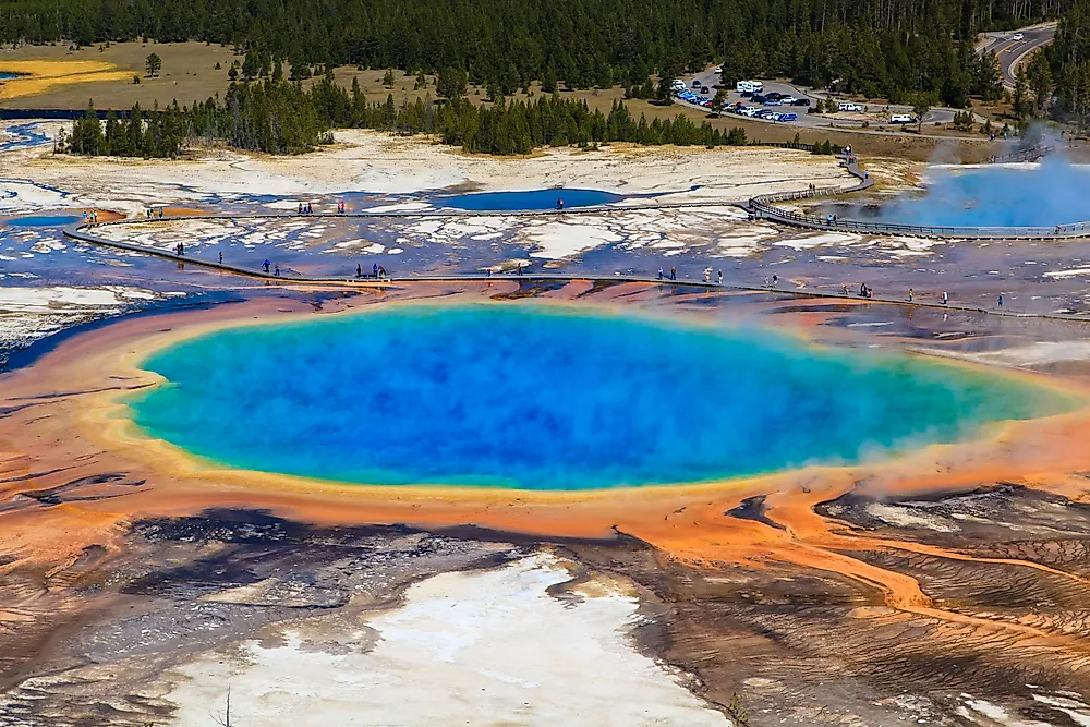 Grand Prismatic Spring in Yellowstone National Park, within the Yellowstone Hotspot.