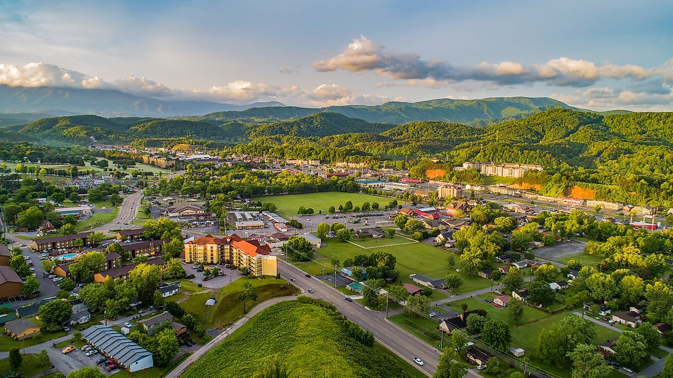 Aerial view of Pigeon Forge, Tennessee