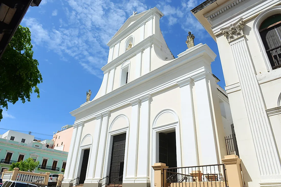 The entrance to San Juan Bautista Cathedral built in 1521. 