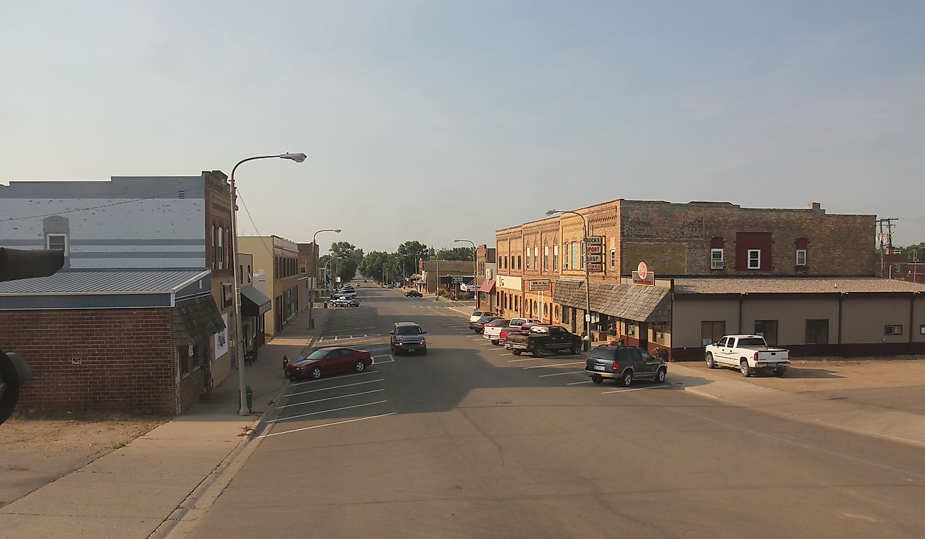 Downtown Rugby, North Dakota. Image credit: Royalbroil via Wikipedia.com. 