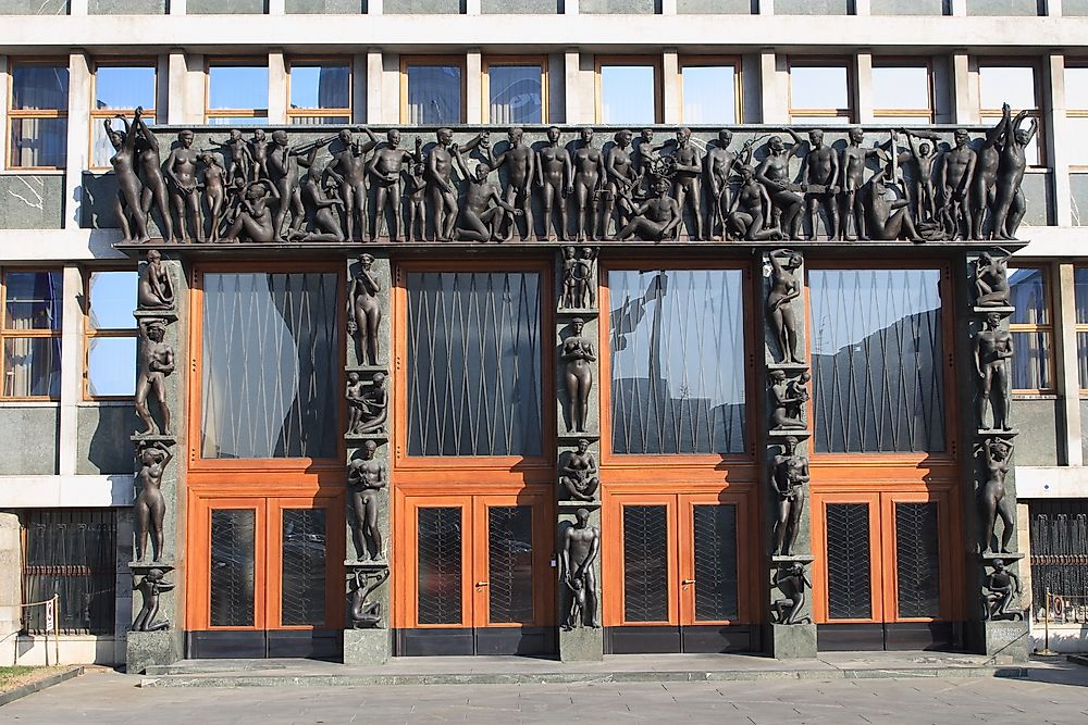 Entrance to the Slovenian parliament. 