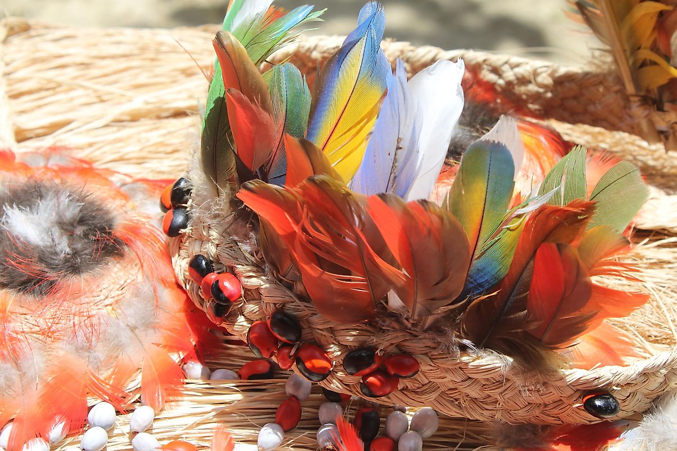 A traditional Arawak headpiece.