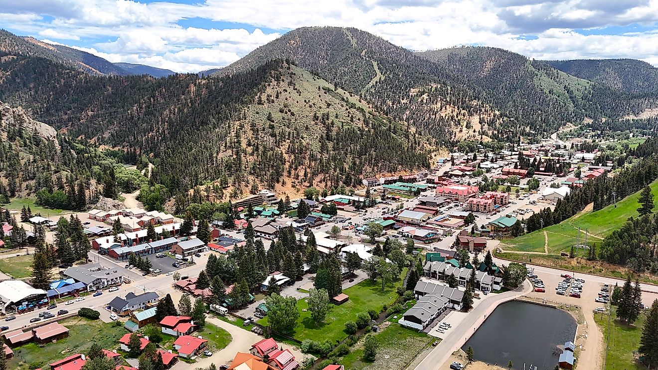 Aerial view of Red River, New Mexico.