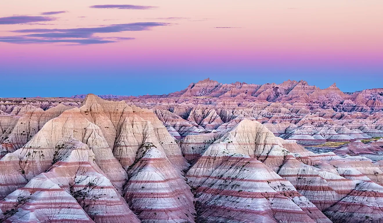 Sunset at Badlands National Park in South Dakota.