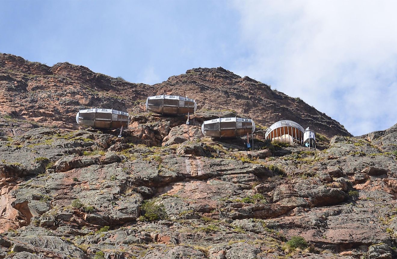 View of Naturavive Skylodge Adventure Suites near Ollantaytambo. Editorial credit: Susan Montgomery / Shutterstock.com