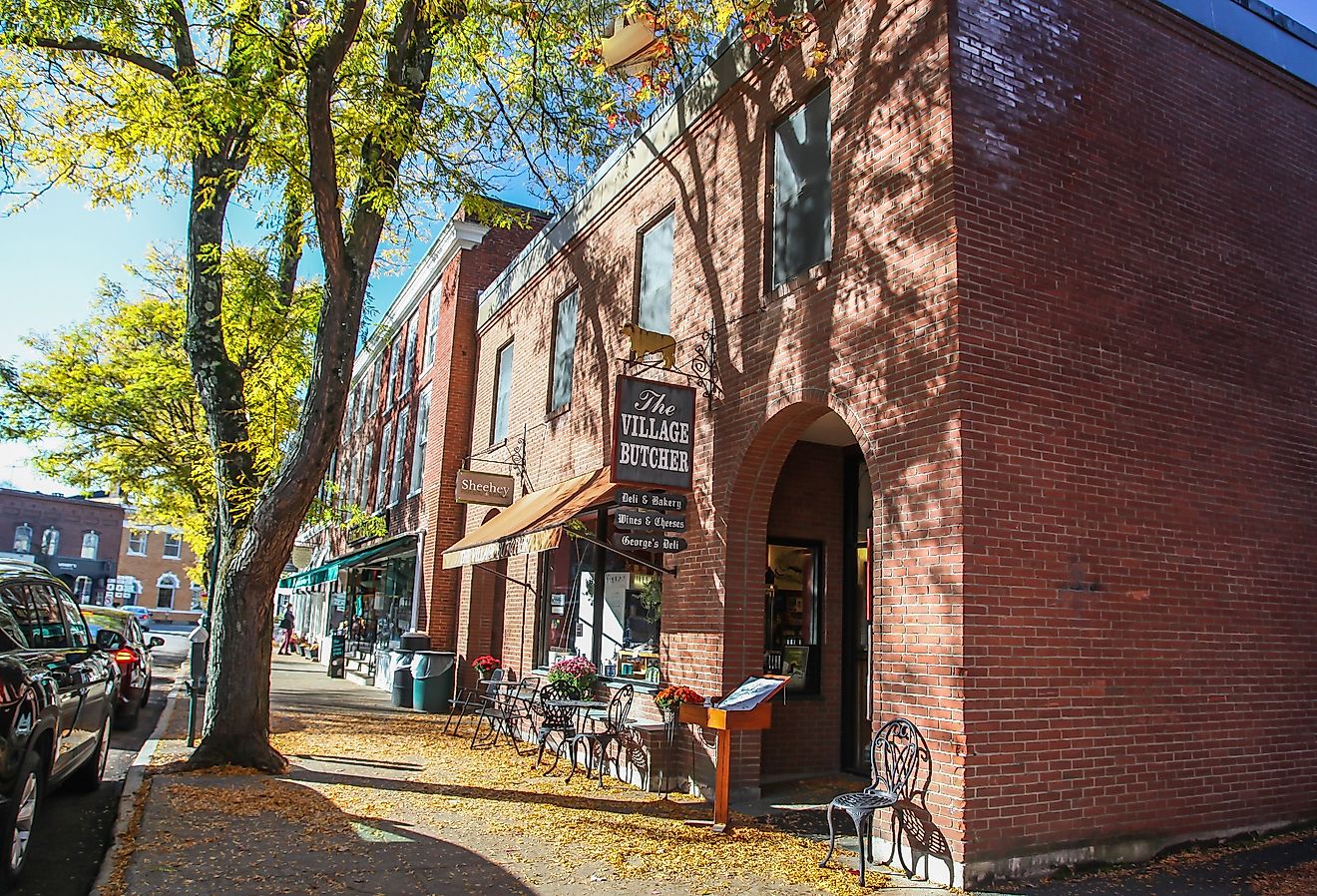 The Village Butcher shop storefront, downtown, Woodstock, Vermont. Image credit Miro Vrlik Photography via Shutterstock