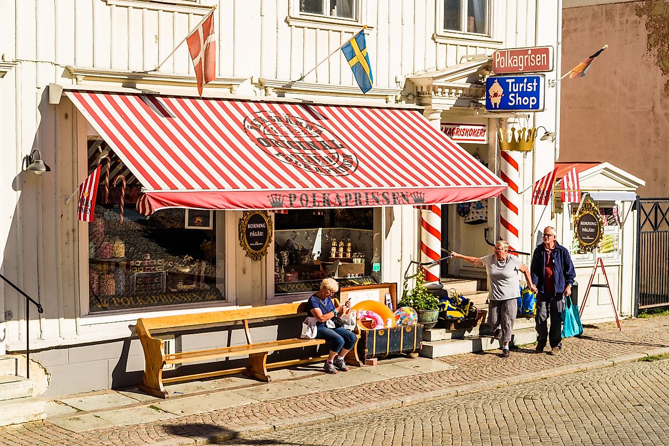 A traditional peppermint stick candy (Polkagris) manufacturer and shop in Gränna, Sweden (Credit: Imfoto via Shutterstock)