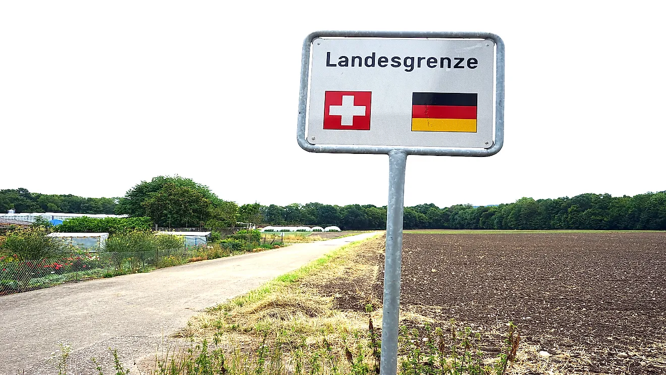 Road sign on the Swiss-German border.