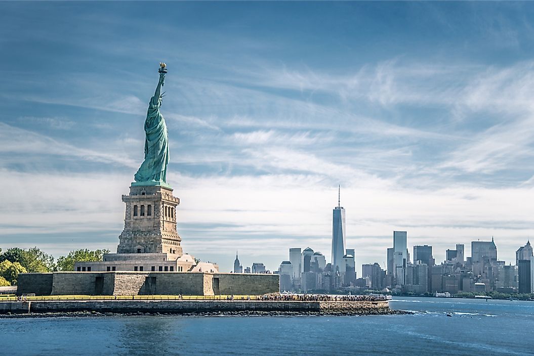 The Statue of Liberty in New York Harbor, New York City.
