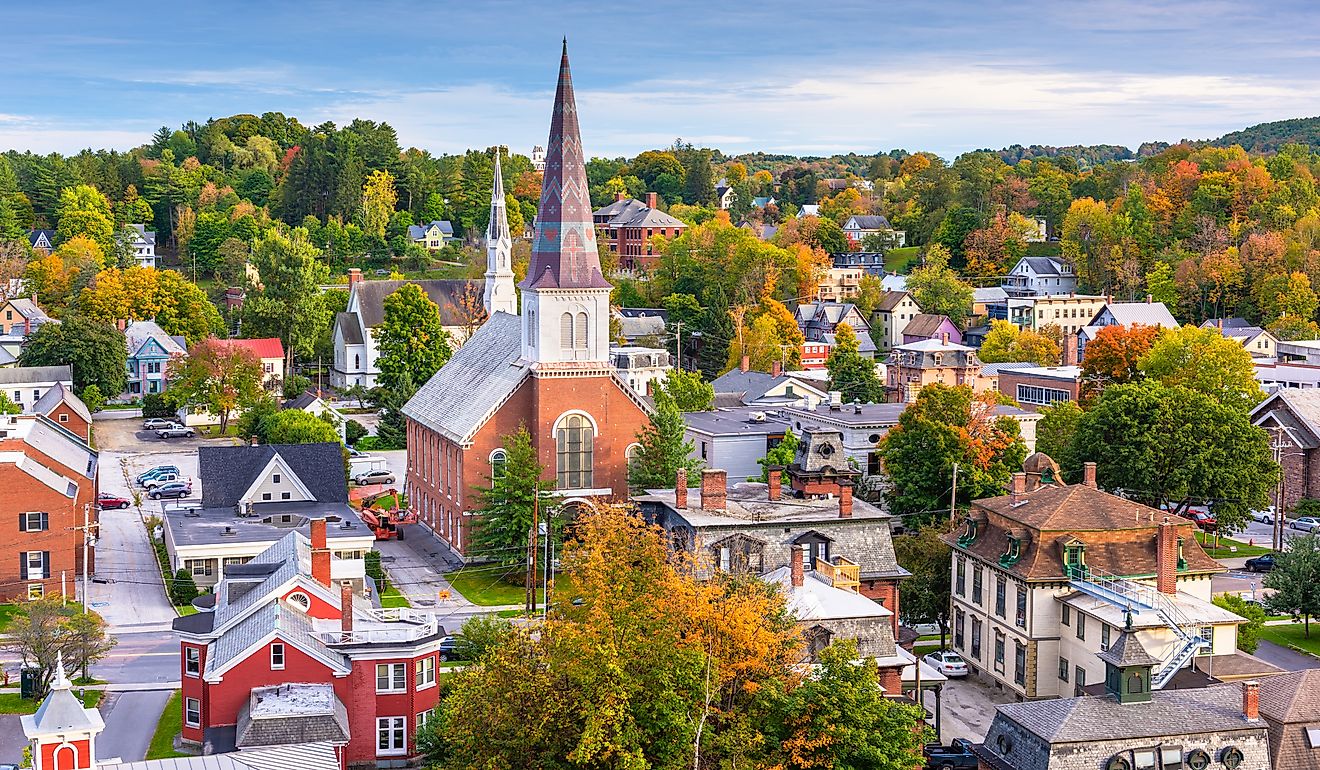 Aerial view of Montpelier, Vermont.