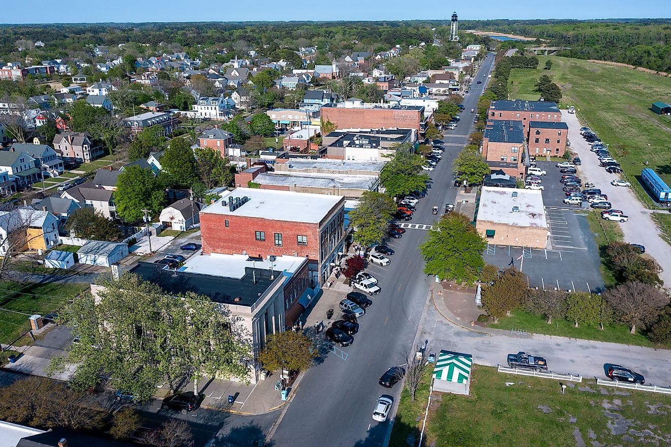 Aerial view of Mason Ave in Cape Charles, Virginia. Editorial credit: Kyle J Little / Shutterstock.com.