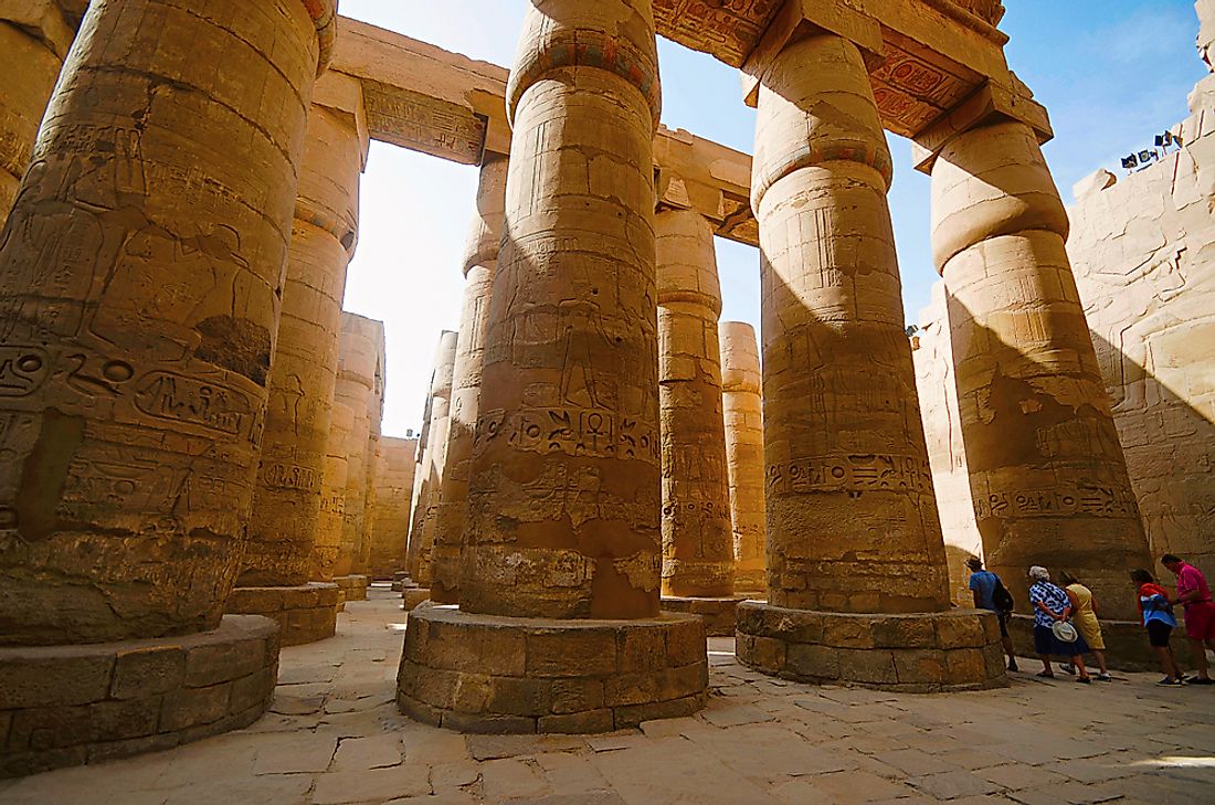 Great Hypostyle Hall of the Temple of Karnak, Egypt showcased hypostyle architecture. 