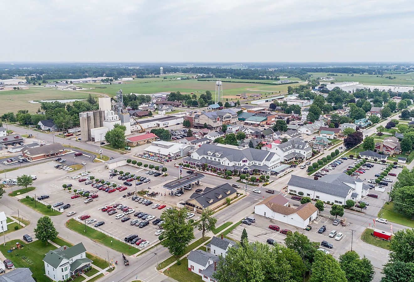 Aerial view of Shipshewana Indiana