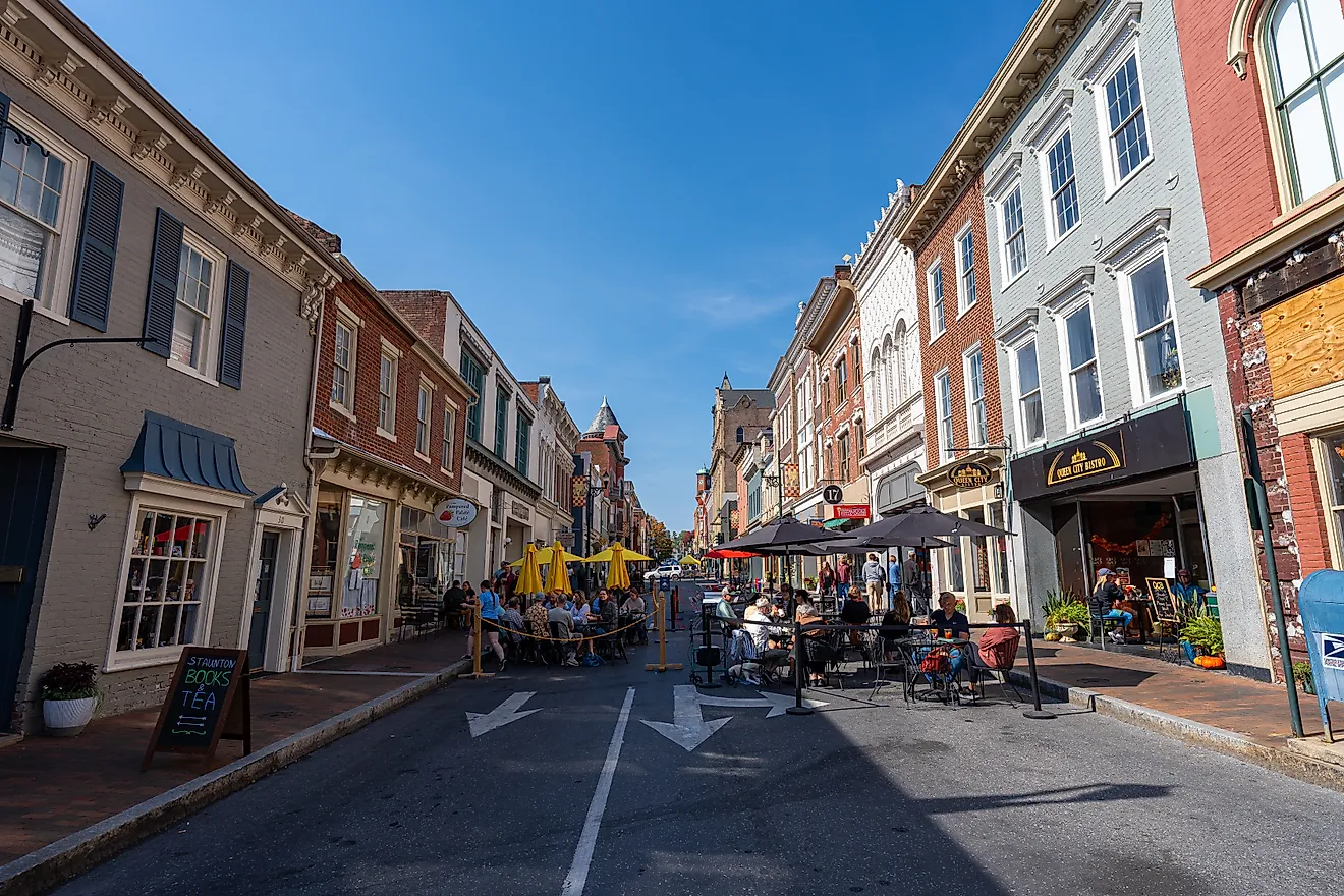 Historic Downtown Beverley Street in Staunton, Virginia. Image by Eli Wilson via Shutterstock.