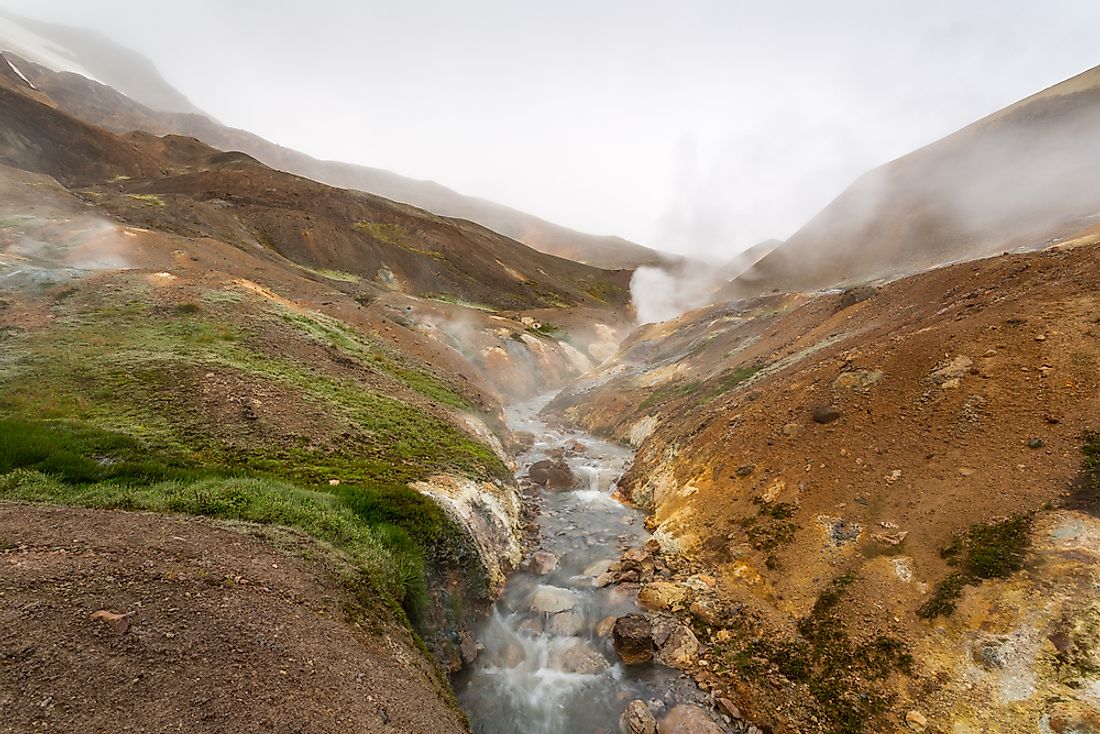 A tuya volcano stream is seen here in Iceland. 