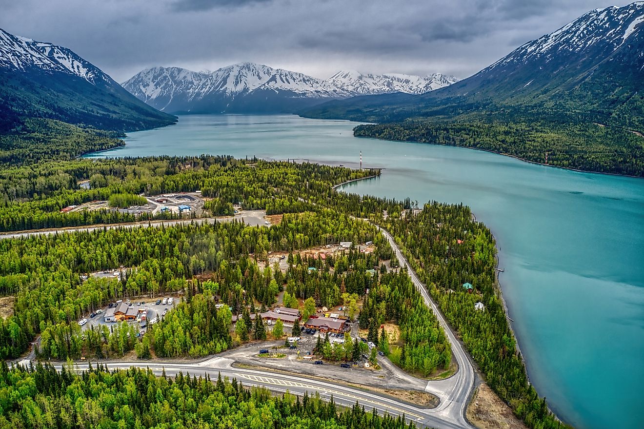 Aerial view of Cooper Landing, Alaska.
