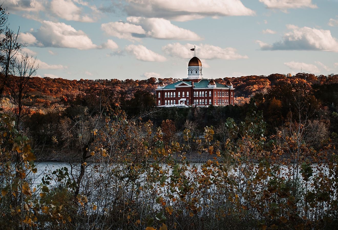 Gasconade County Courthouse in Hermann, Missouri, along the river.