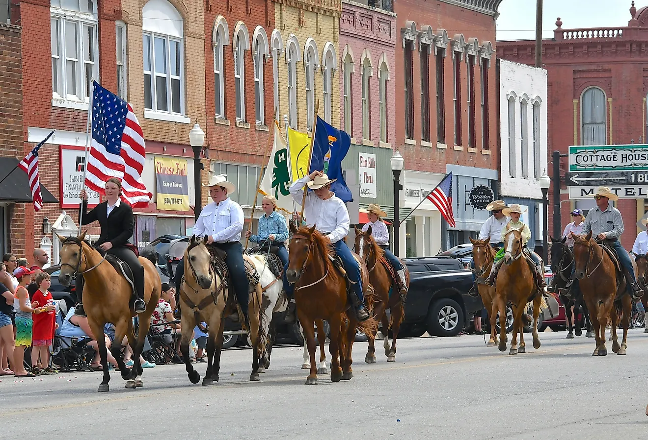 Main Street in Council Grove, Kansas, during the Washunga Days Parade. Image credit Mark Reinstein via Shutterstock.