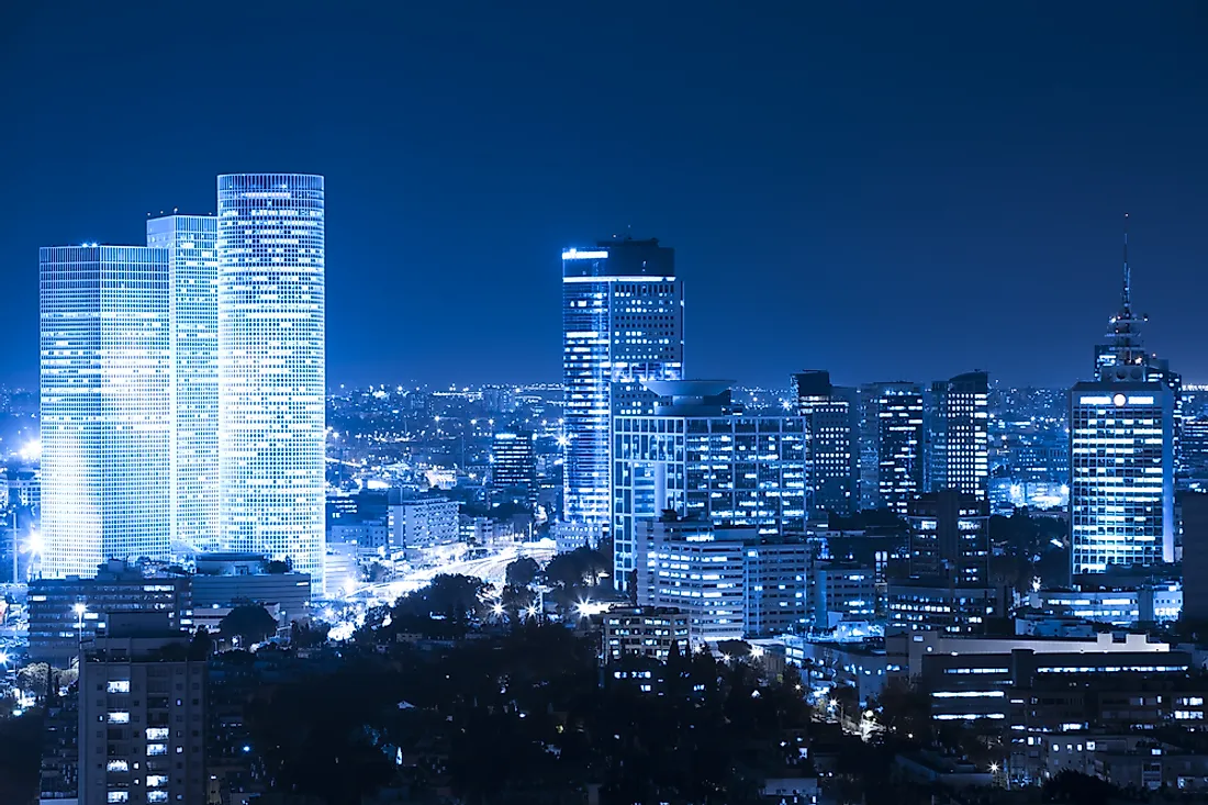 Tel Aviv at night.