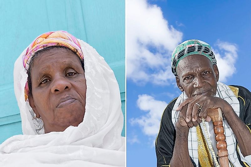 An elder Fulani woman and elder Fulani man from the West African nation of Mali.