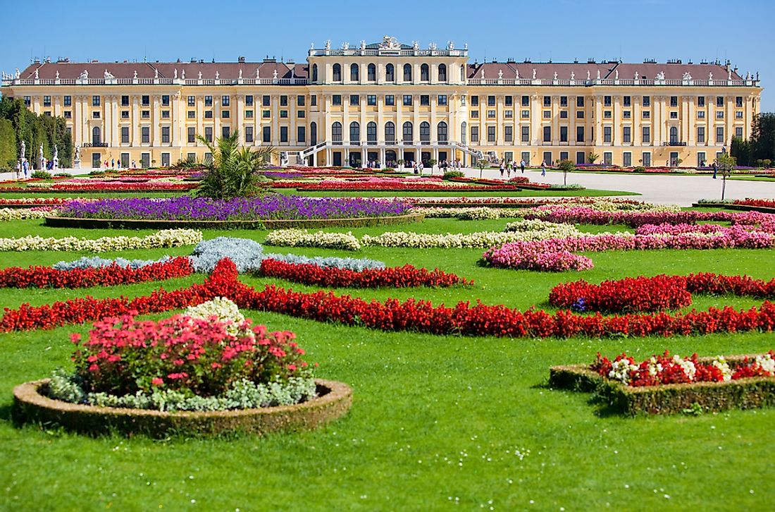 Schönbrunn Palace and Gardens is a UNESCO Heritage Site in Austria. Editorial credit: chaoss / Shutterstock.com.