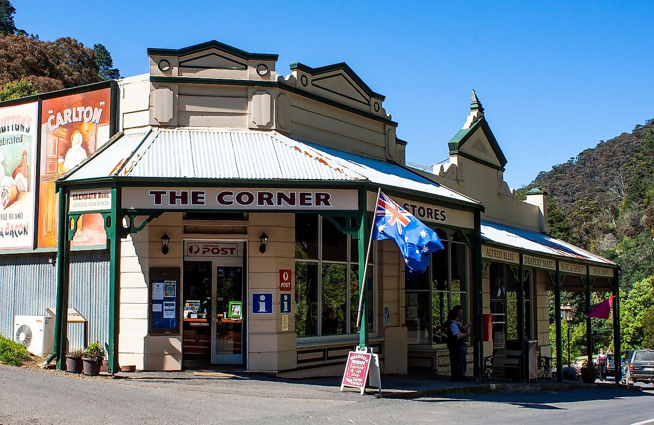 The quaint shopping precinct of the historic gold mining town of Walhalla, victoria