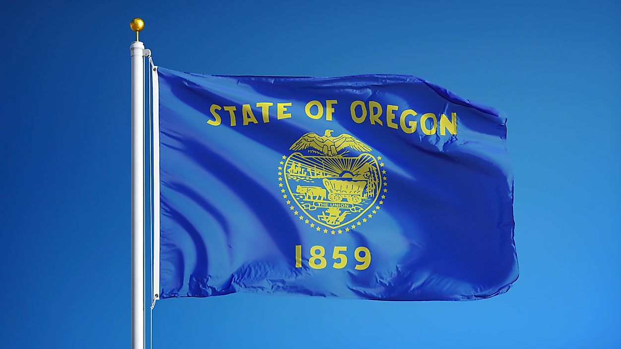 The state flag of Oregon.