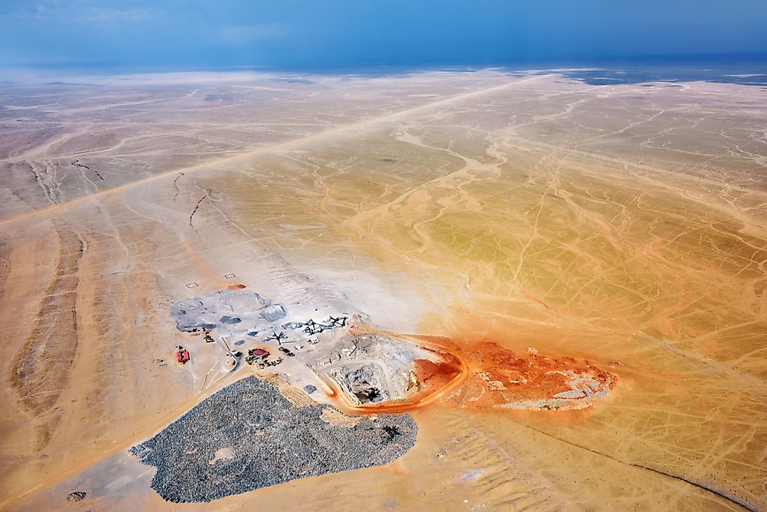 A quarry in the Namib desert. Despite its arid climate, Namibia still produces its share of minerals. 