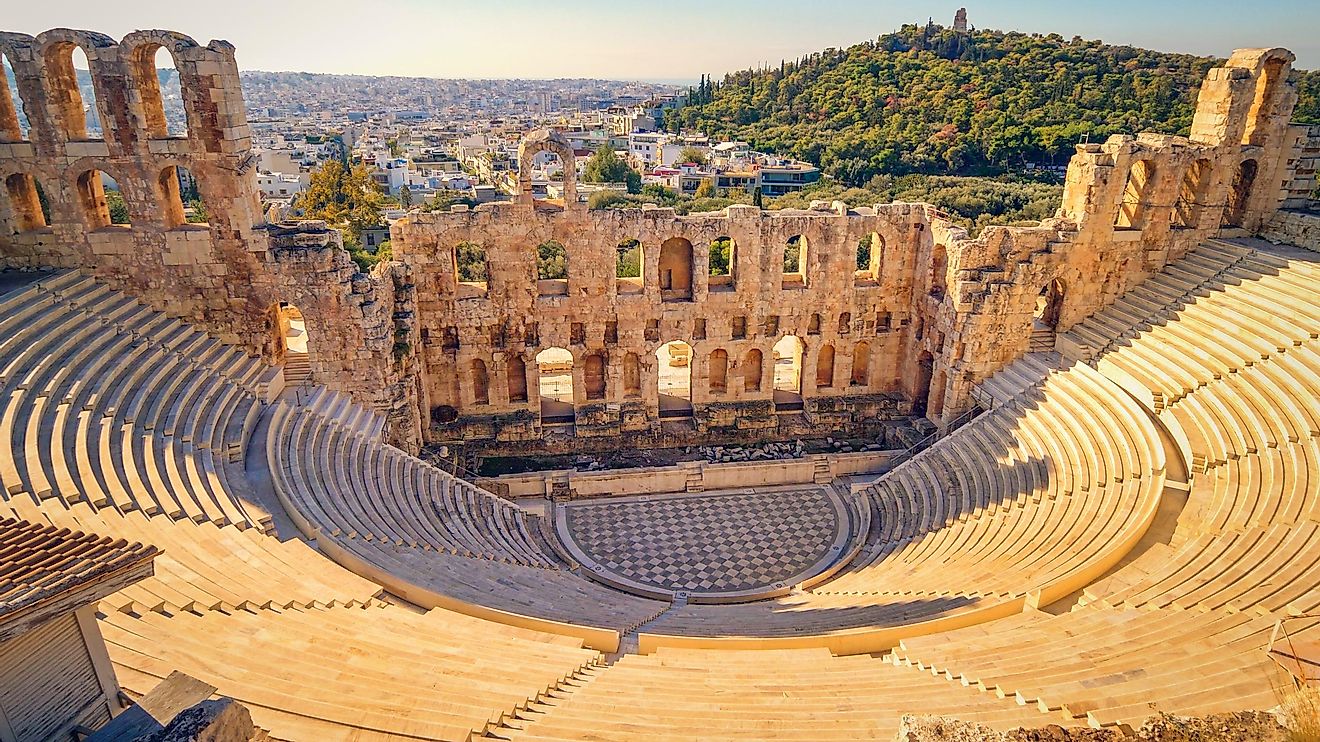 The ruins of the Theatre of Dionysus in Athens, Greece.