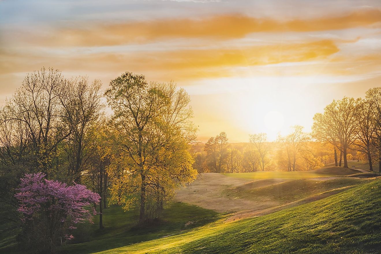 Beautiful sunset on an Owensboro, Kentucky, golf course. 